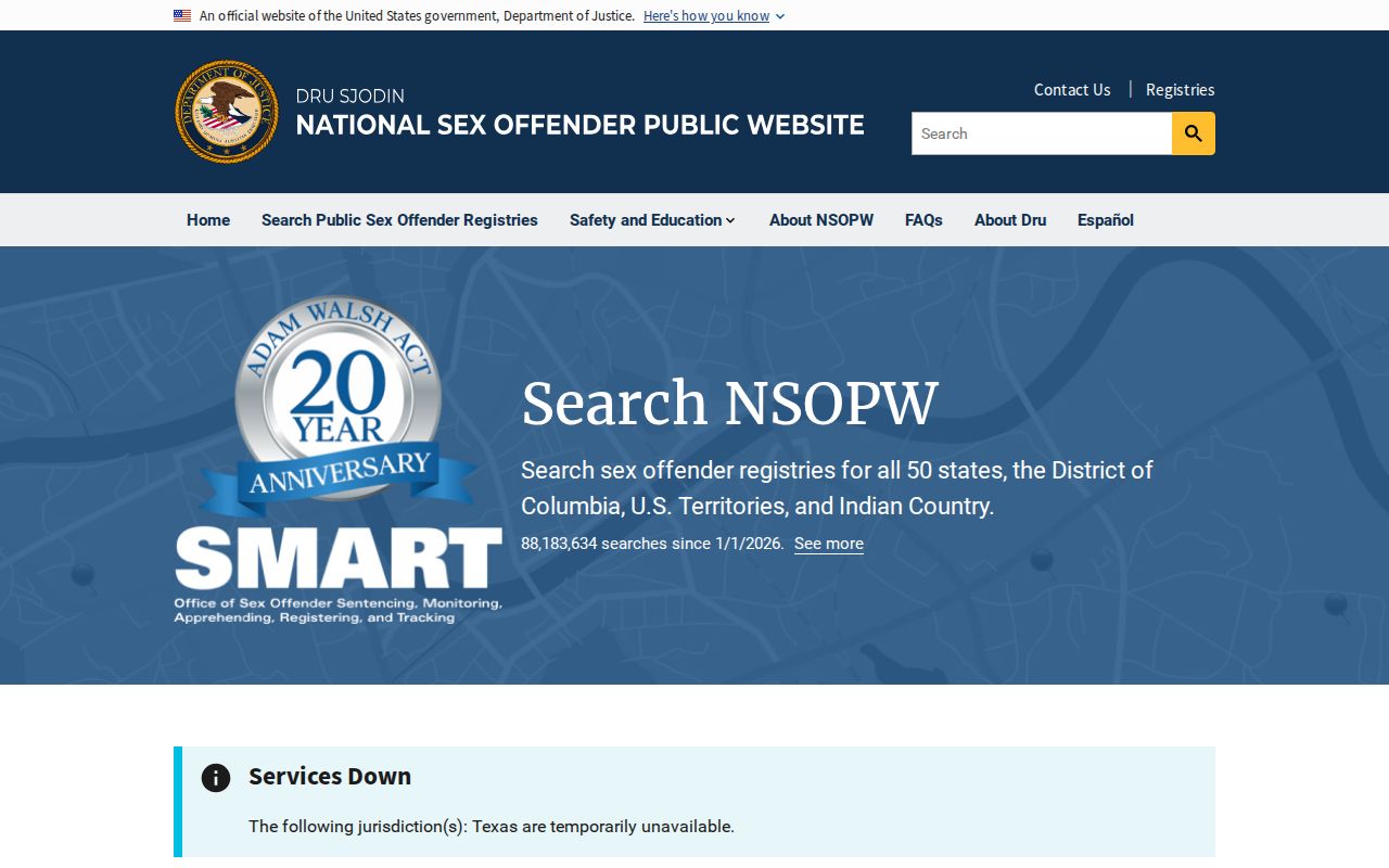 Eureka County sex offender check national NSOPW search